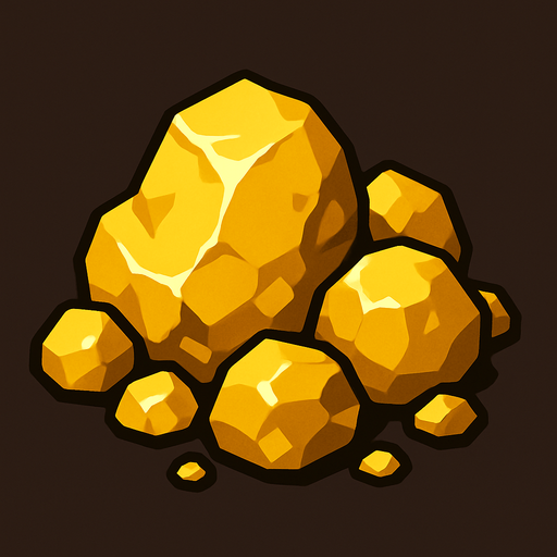 Altın cevheri.
In-Game asset.  2d.  High contrast.  No shadows