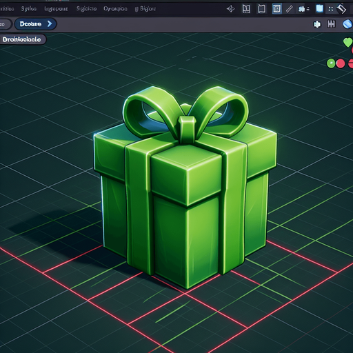 a christmas present green. plastic style. Single Game Texture. In-Game asset. 2d. Blank background. High contrast. No shadows.