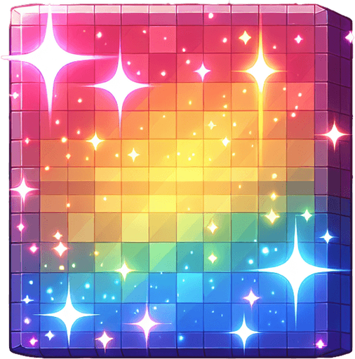 rainbow sparkle.
Single Game Texture. In-Game asset. 2d. Blank background. High contrast. No shadows.