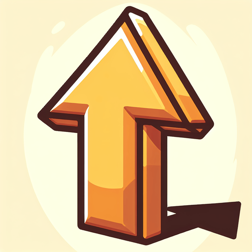 A cartoon style upward arrow.
Single Game Texture. In-Game asset. 2d. Blank background. High contrast. No shadows.