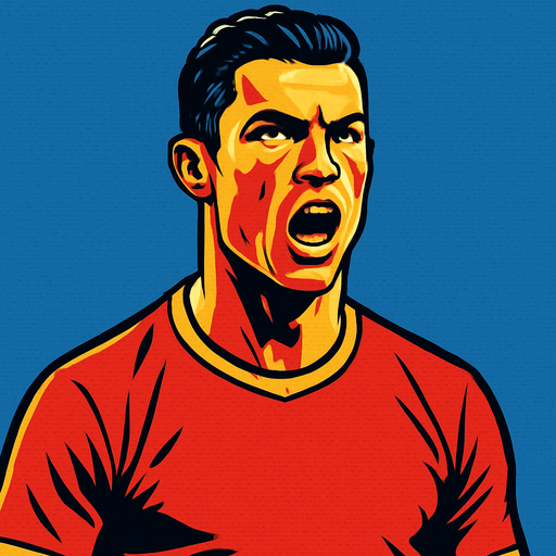 Cristiano Ronaldo.
In-Game asset.  2d.  High contrast.  No shadows