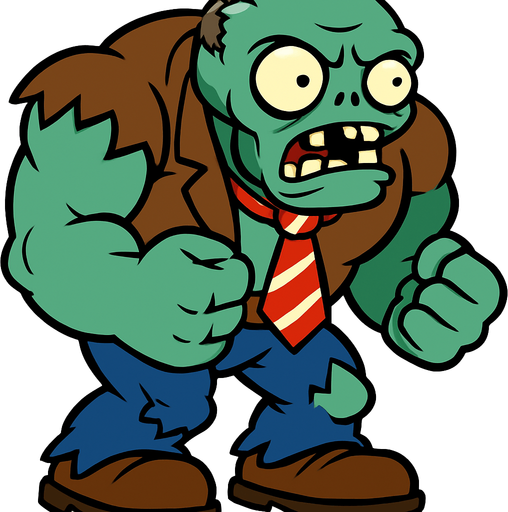 Strong zombie de plantas vs zombies.
In-Game asset.  2d.  High contrast.  No shadows