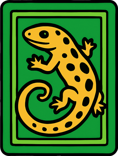 Green card packet with a Salamander in the center.
In-Game asset.  2d.  High contrast.  No shadows