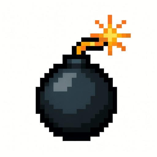 pixelart bomb.
In-Game asset.  2d.  High contrast.  No shadows