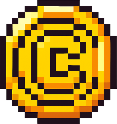 moneda de pixeles.
In-Game asset.  2d.  High contrast.  No shadows