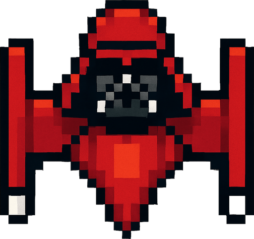 nave de space in vader de pixeles.
In-Game asset.  2d.  High contrast.  No shadows
