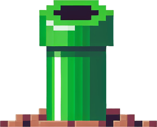 flappy bird pixel green pipe from bottom.
Single Game Texture. In-Game asset. 2d. Blank background. High contrast. No shadows.