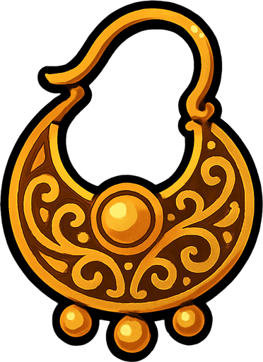 Not a chest, just one valuable item such as a gold earring, a silver historical container or similar, but only one.
In-Game asset.  2d.  High contrast.  No shadows