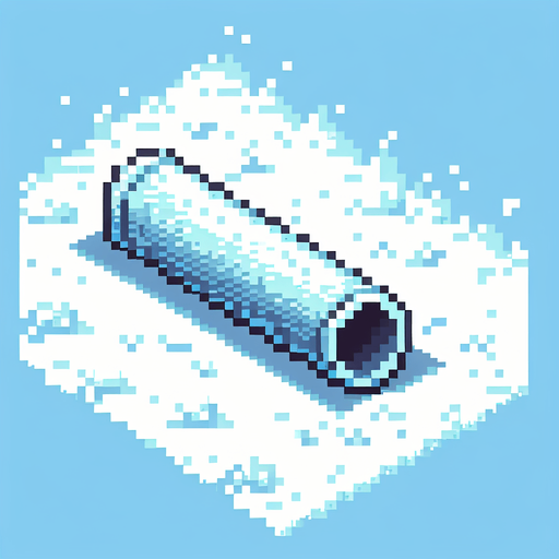 frosty tube. pixelated. 8 bit. Single Game Texture. In-Game asset. 2d. Blank background. High contrast. No shadows.