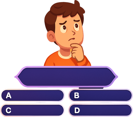 Fullscreen modern App Store landscape banner, 16:9, high definition, for a game titled "Quiz Master Challenge" and with the description "A multiple-choice quiz game featuring customizable question templates, emotional character reactions, and four strategic jokers to help players when stuck: 50/50, audience help (with varying accuracy), phone-a-friend, and second chance. Backgrounds change with each of the 10 questions, creating an engaging visual progression through the quiz.". No text on banner!