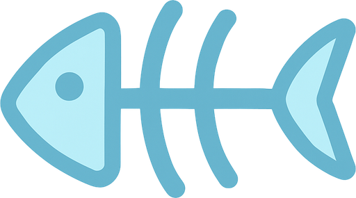 A simple ice blue fishbone icon, clean vector style, no background, minimal design, symmetrical and centered, soft lines, suitable for a 2D rhythm game UI element.
In-Game asset.  2d.  High contrast.  No shadows