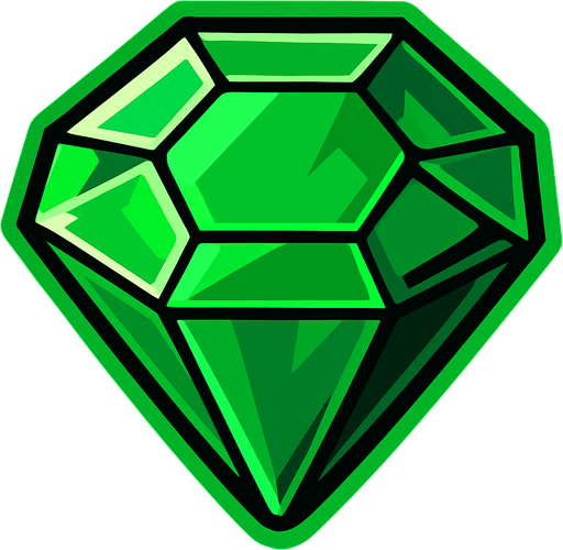 Emerald.
In-Game asset.  2d.  High contrast.  No shadows