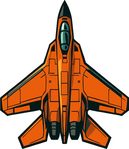 Top view of Military fighter jet.
In-Game asset.  2d.  High contrast.  No shadows