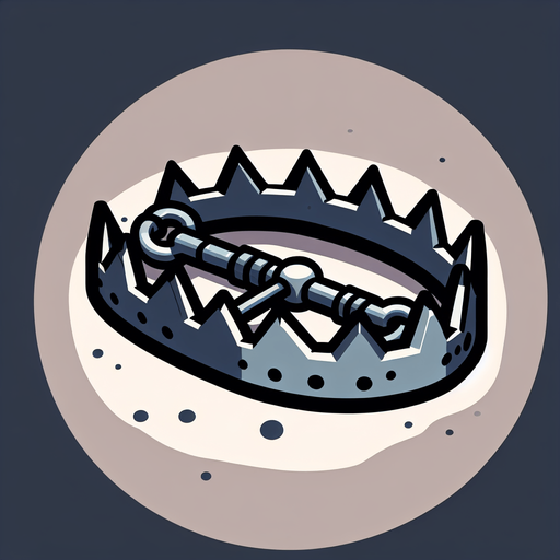 Bear trap.
Single Game Texture.  In-Game asset.  2d.  Blank background.  High contrast.  No shadows