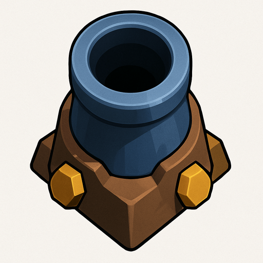 Mortar from Clash Royale without base, just the Mortar.
In-Game asset.  2d.  High contrast.  No shadows. Topdown