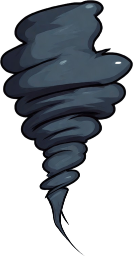 I want tornado. No background. Transparent background. Blank background. No shadows. 2d. In-Game asset. flat