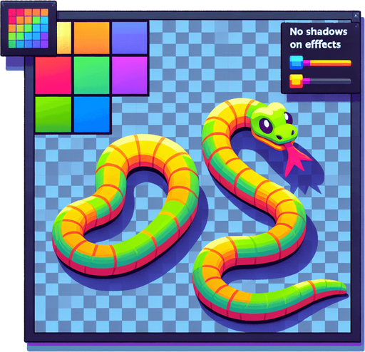 2d snake.
Single Game Texture. In-Game asset. 2d. Blank background. High contrast. No shadows.