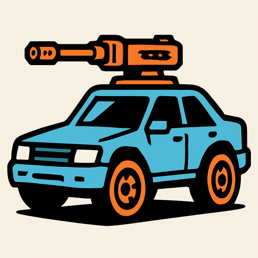 a car with a gun on it.
In-Game asset.  2d.  High contrast.  No shadows