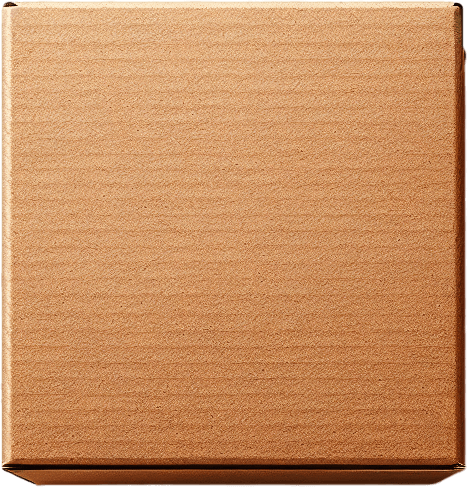 brown paper box, top view.