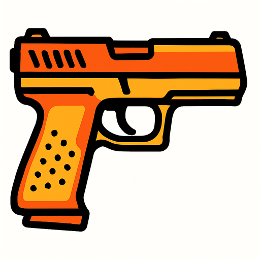 gun.
In-Game asset.  2d.  High contrast.  No shadows