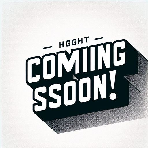 coming soon letters in white.
Single Game Texture. In-Game asset. 2d. Blank background. High contrast. No shadows.