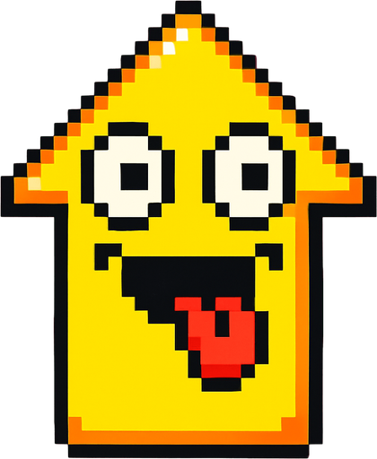 Create Arrow with silly face pixel art.
In-Game asset.  2d.  High contrast.  No shadows