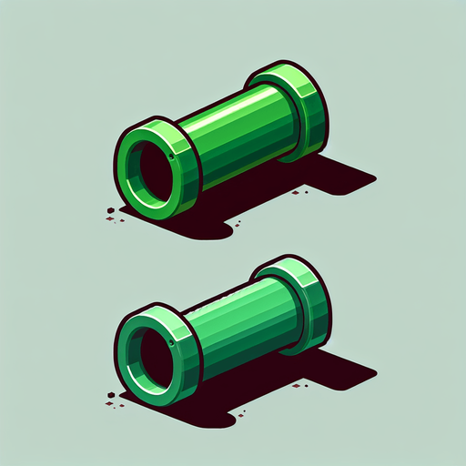 Mario pipe up and down side.
Single Game Texture. In-Game asset. 2d. Blank background. High contrast. No shadows.