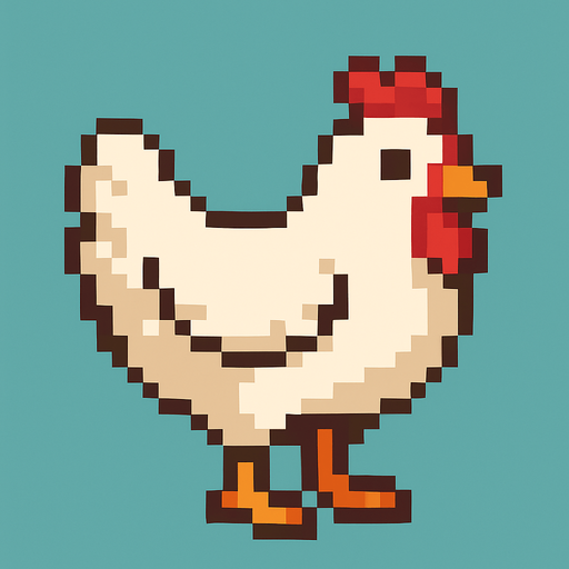 Tavuk pixel.
In-Game asset.  2d.  High contrast.  No shadows