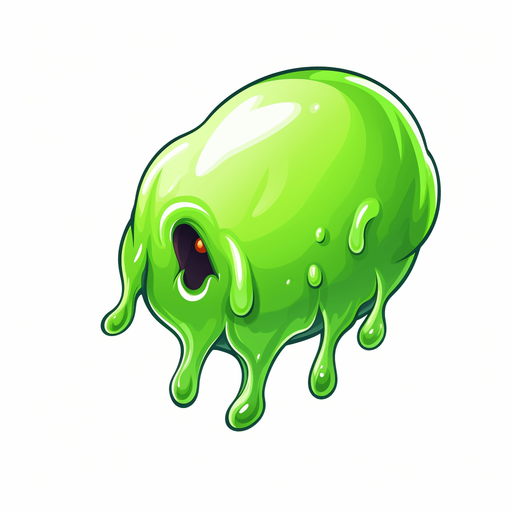 Single enemy slime bullet flying downwards.
Game Texture. In-Game asset. 2d. Pixelart. White background. Blank background. Low detail. High contrast.