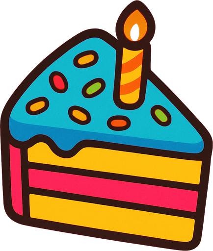 a slice cake top view for kids.
In-Game asset.  2d.  High contrast.  No shadows