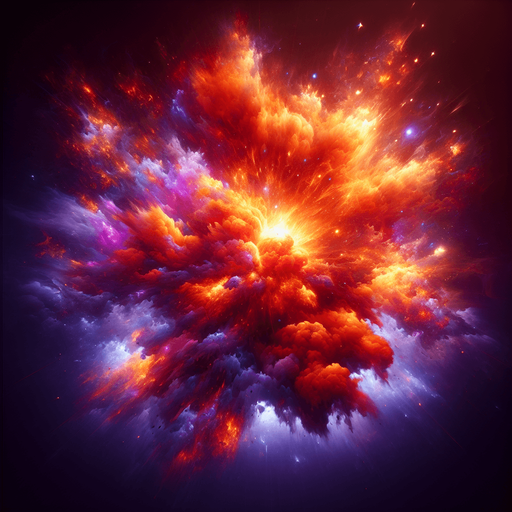 fire explosion on space.
Single Game Texture.  In-Game asset.  2d.  Blank background.  High contrast.  No shadows