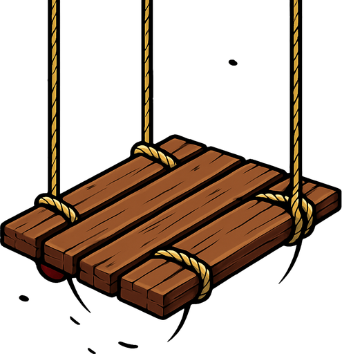 Tarimas con cuerdas tensadas flotando debajo..
In-Game asset.  2d.  High contrast.  No shadows