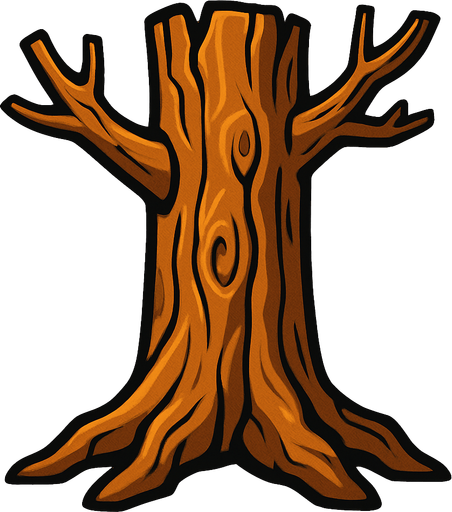 Tronco completo de un arbol animado.
In-Game asset.  2d.  High contrast.  No shadows