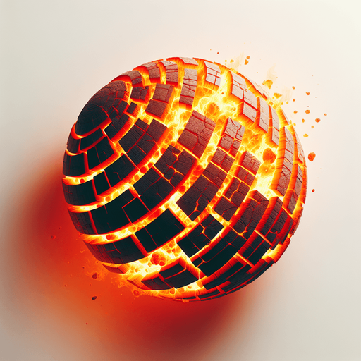 top view of a circle of hot magma sliced into many pieces, flat image...
2d, white background, shadowless.