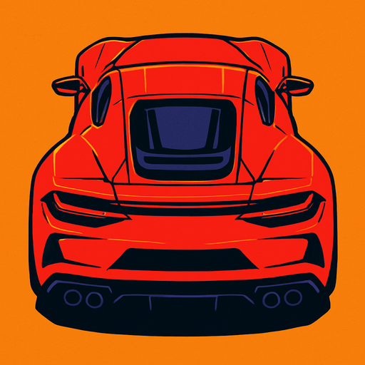 Rear and top view of cool luxury sports car looking upwards.
In-Game asset.  2d.  High contrast.  No shadows