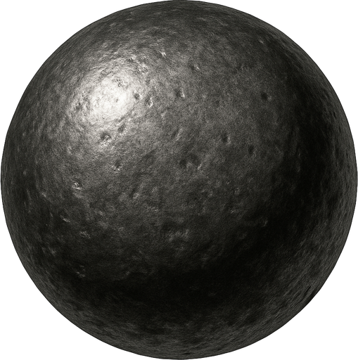 realistic iron ball bullet (sphere).
In-Game asset.  2d.  High contrast.  No shadows