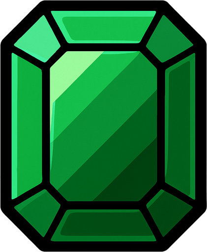 Emerald.
In-Game asset.  2d.  High contrast.  No shadows
