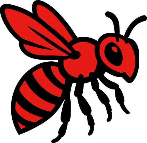 Abeille rouge.
In-Game asset.  2d.  High contrast.  No shadows