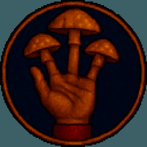 A hand with its fingers symbolizing fungus