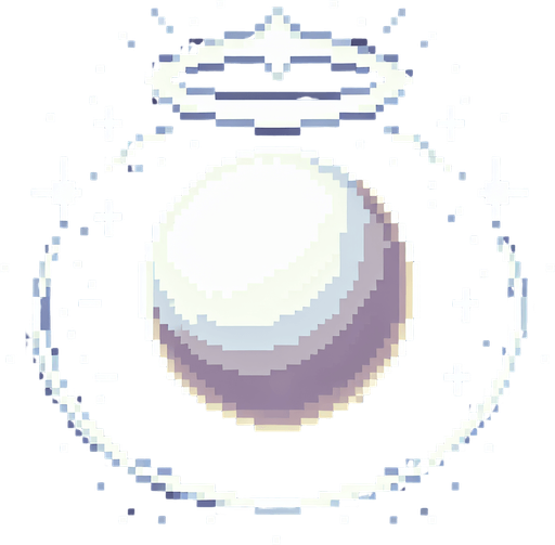 pixel art of a white orb with a halo.
Single Game Texture. In-Game asset. 2d. Blank background. High contrast. No shadows.