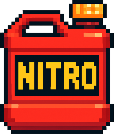 pixel art nitro.
In-Game asset.  2d.  High contrast.  No shadows
