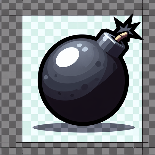 bomb transparent background.
Single Game Texture. In-Game asset. 2d. Blank background. High contrast. No shadows.