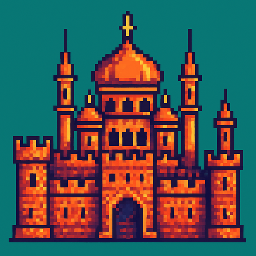 ottoman castle.
In-Game asset.  2d.  High contrast.  No shadows. pixel art