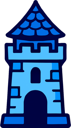 Blue Tower.
In-Game asset.  2d.  High contrast.  No shadows