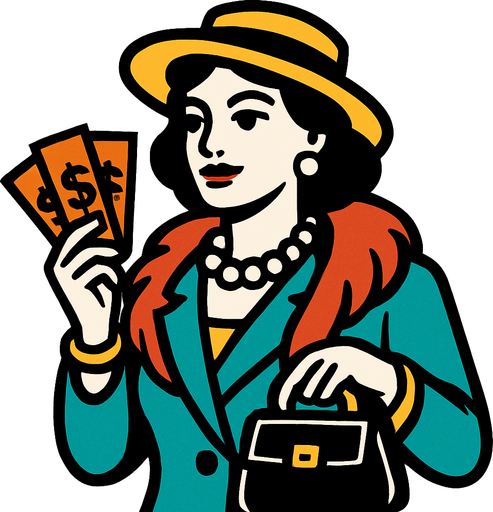 a rich woman.
In-Game asset.  2d.  High contrast.  No shadows