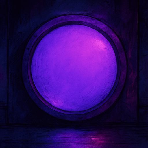 semi-realistic comic book style, moody neon lighting, lo-fi urban atmosphere, rich textures, cinematic framing, purple and blue tones, soft gradients, ambient reflections