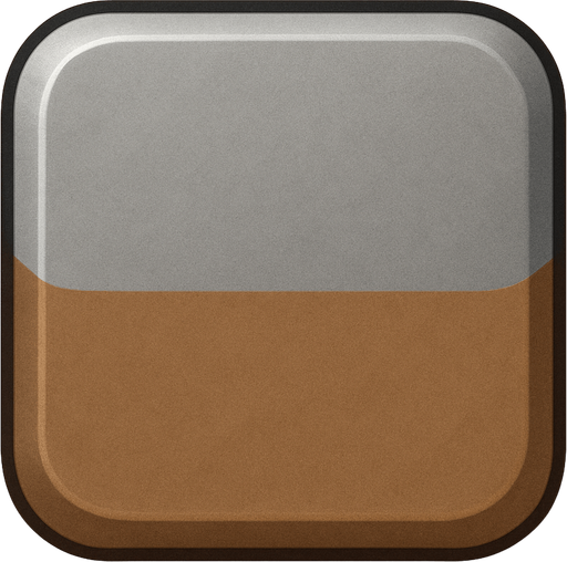 Grey and brown square with tight round corners, shaded, hyper casual game. Single Game Texture. In-Game asset. 2d. Blank background. High contrast. No shadows.
