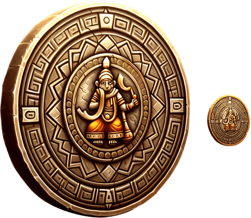 Coin indian.
Single Game Texture. In-Game asset. 2d. Blank background. High contrast. No shadows.