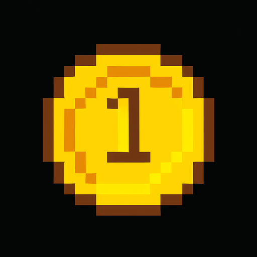 Haz una moneda 2d pero un pixel.
In-Game asset.  2d.  High contrast.  No shadows