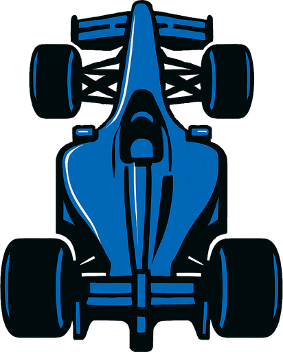 Blue F1 from a bird's eye view..
In-Game asset.  2d.  High contrast.  No shadows